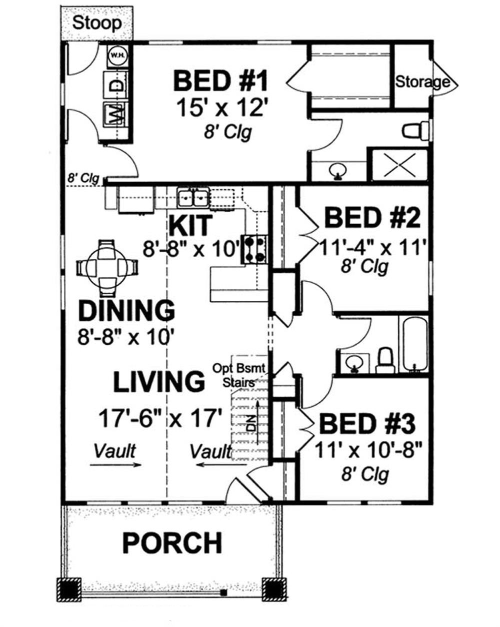 Floor Plan First Story of Country Plan #178-1174